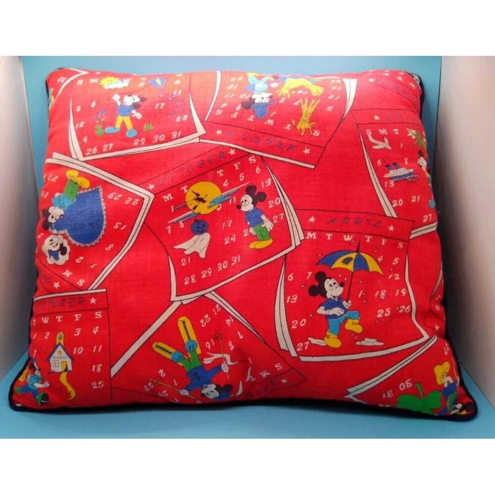 Vintage Mickey Mouse Calendar Pillow Handmade 14